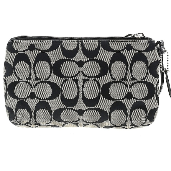 Coach Park Signature Medium Wristlet - Black/White, 8" L, 5" H, 1" W - Picture 9 of 10